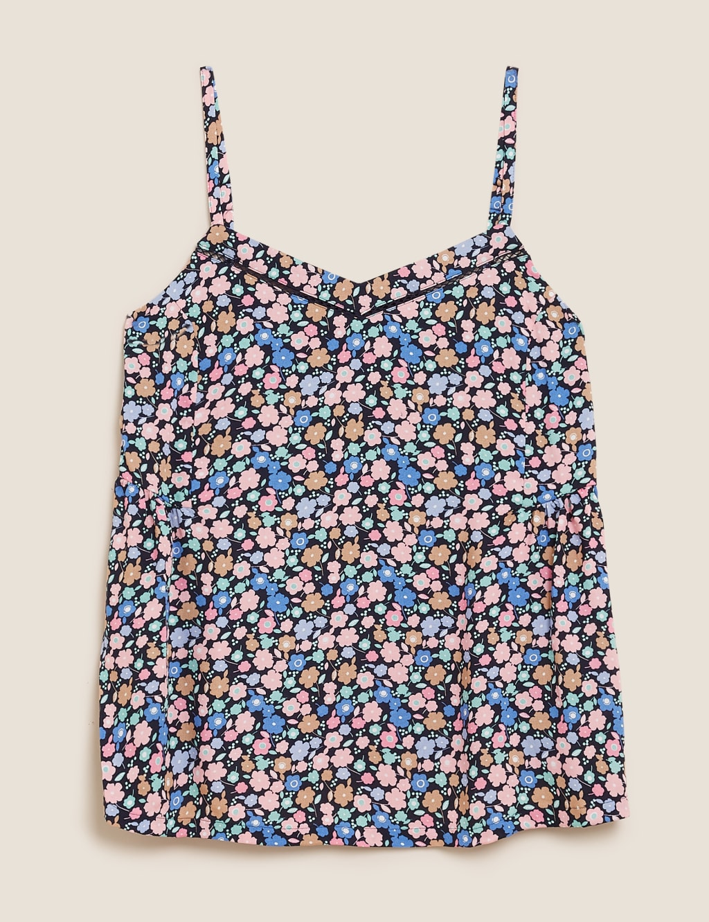 Floral V-Neck Lace Insert Cami Top 2 of 5