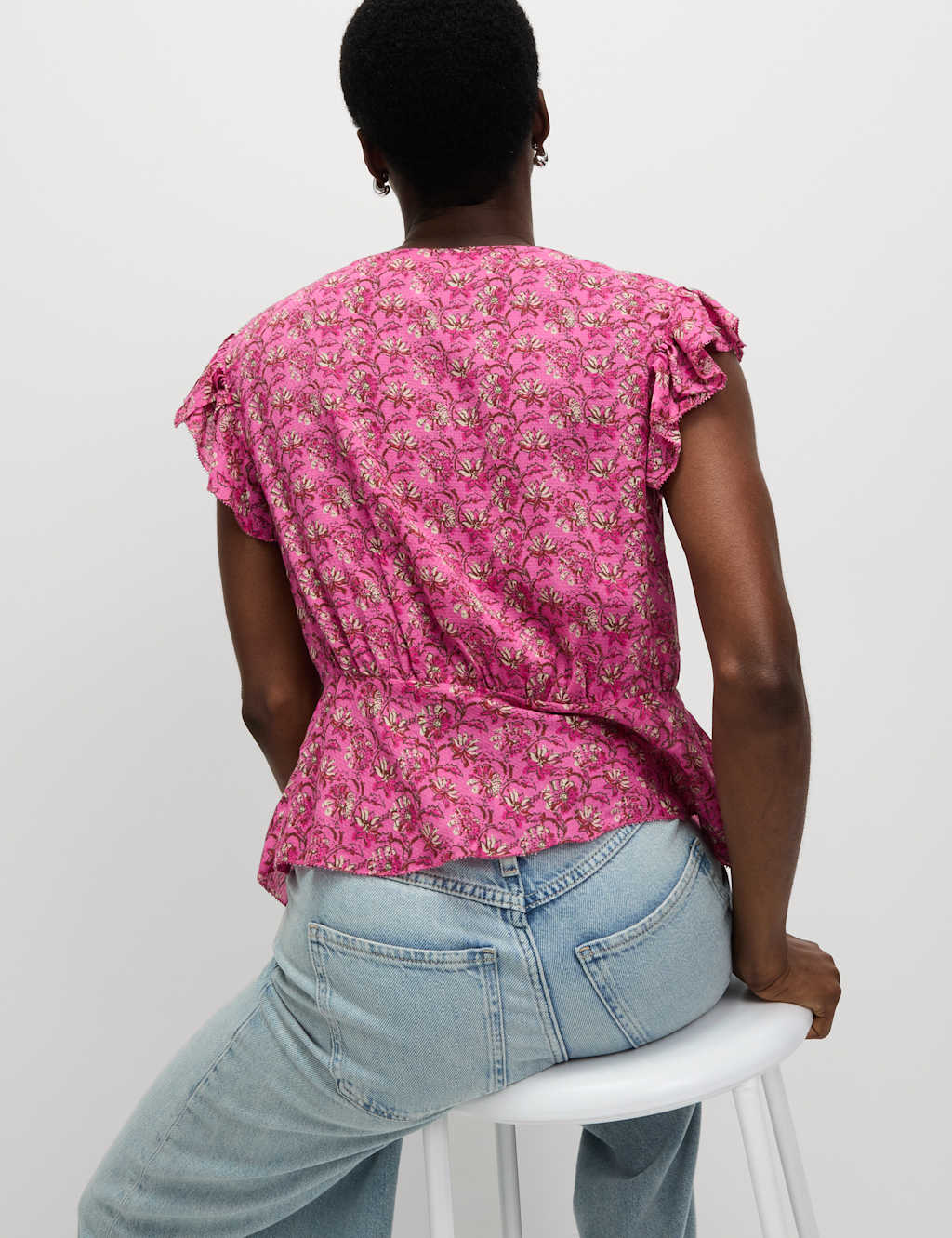 Pure Modal Floral Tie Front Blouse 5 of 5