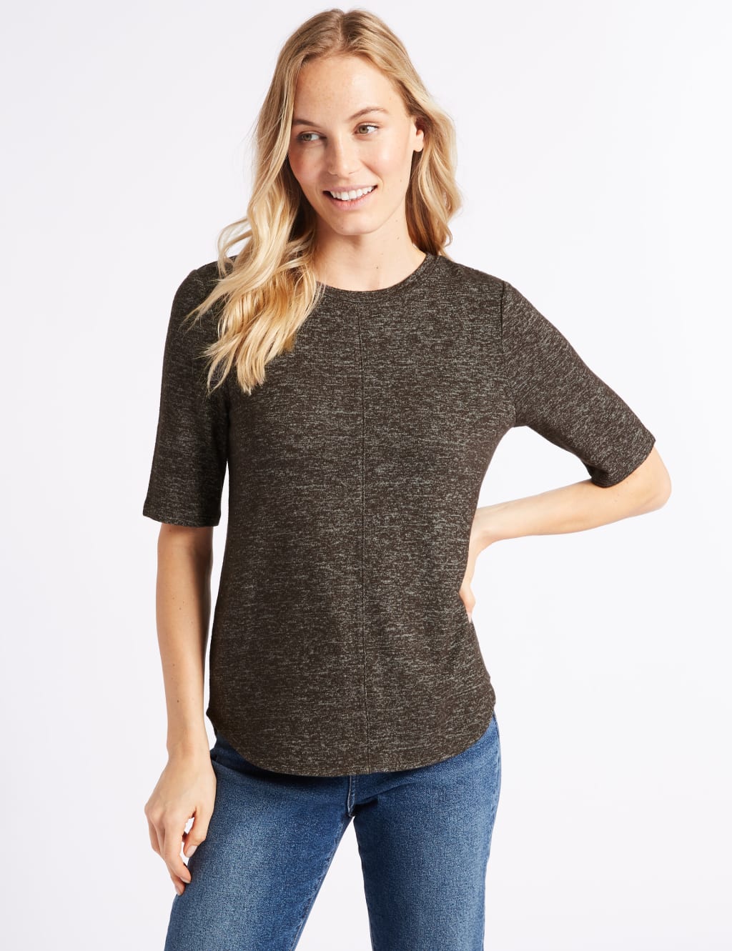 Warm Handle Round Neck Half Sleeve T-Shirt 1 of 4