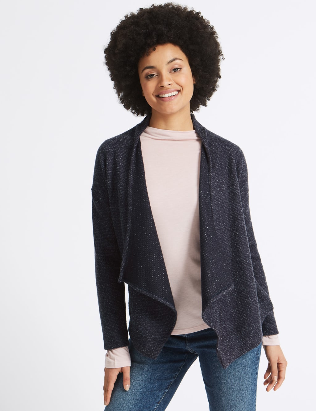 Navy waterfall cardigan marks and spencer deals