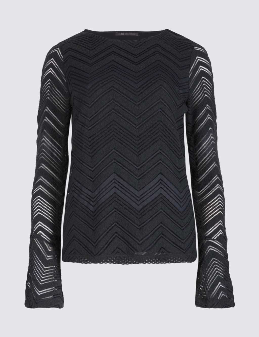 Brushed Lace Flute Sleeve Top M S Collection M S