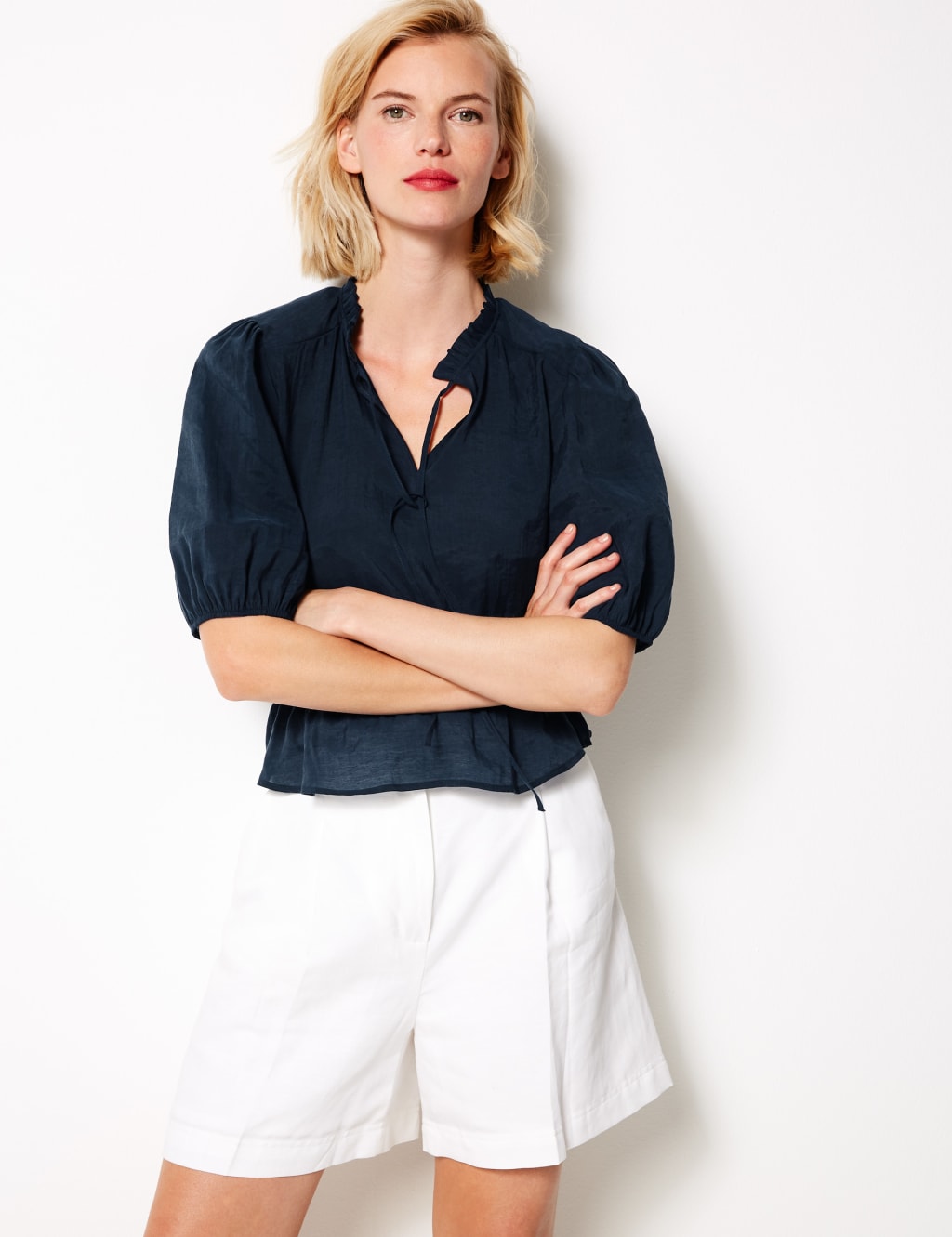 Tie Neck Ruched Waist Blouse 3 of 4