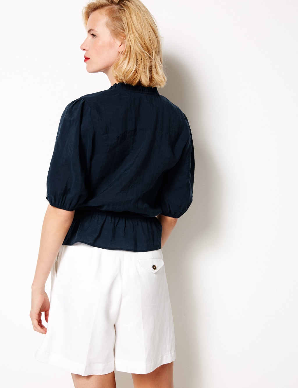 Tie Neck Ruched Waist Blouse 4 of 4