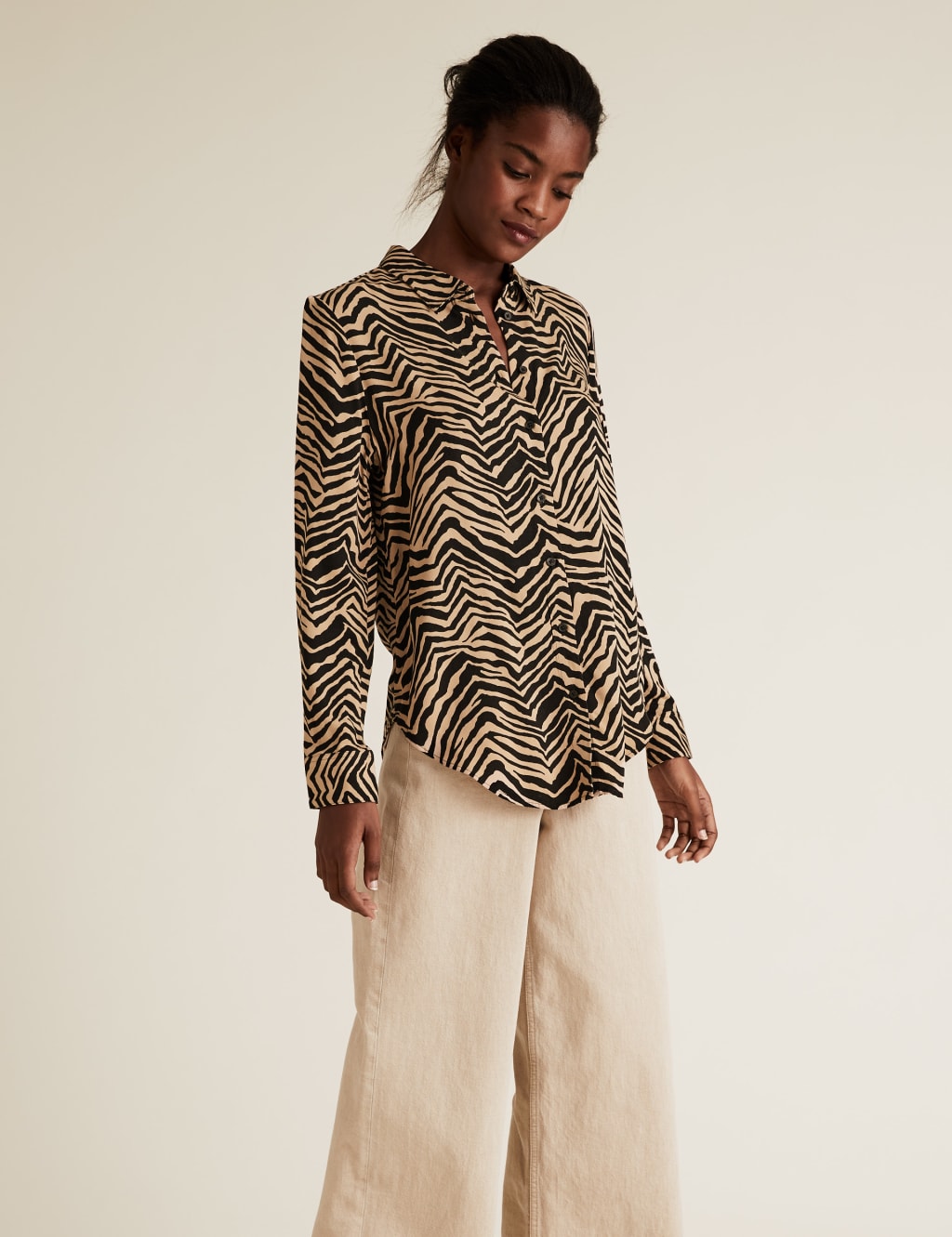 Zebra Print Longline Long Sleeve Shirt 3 of 4