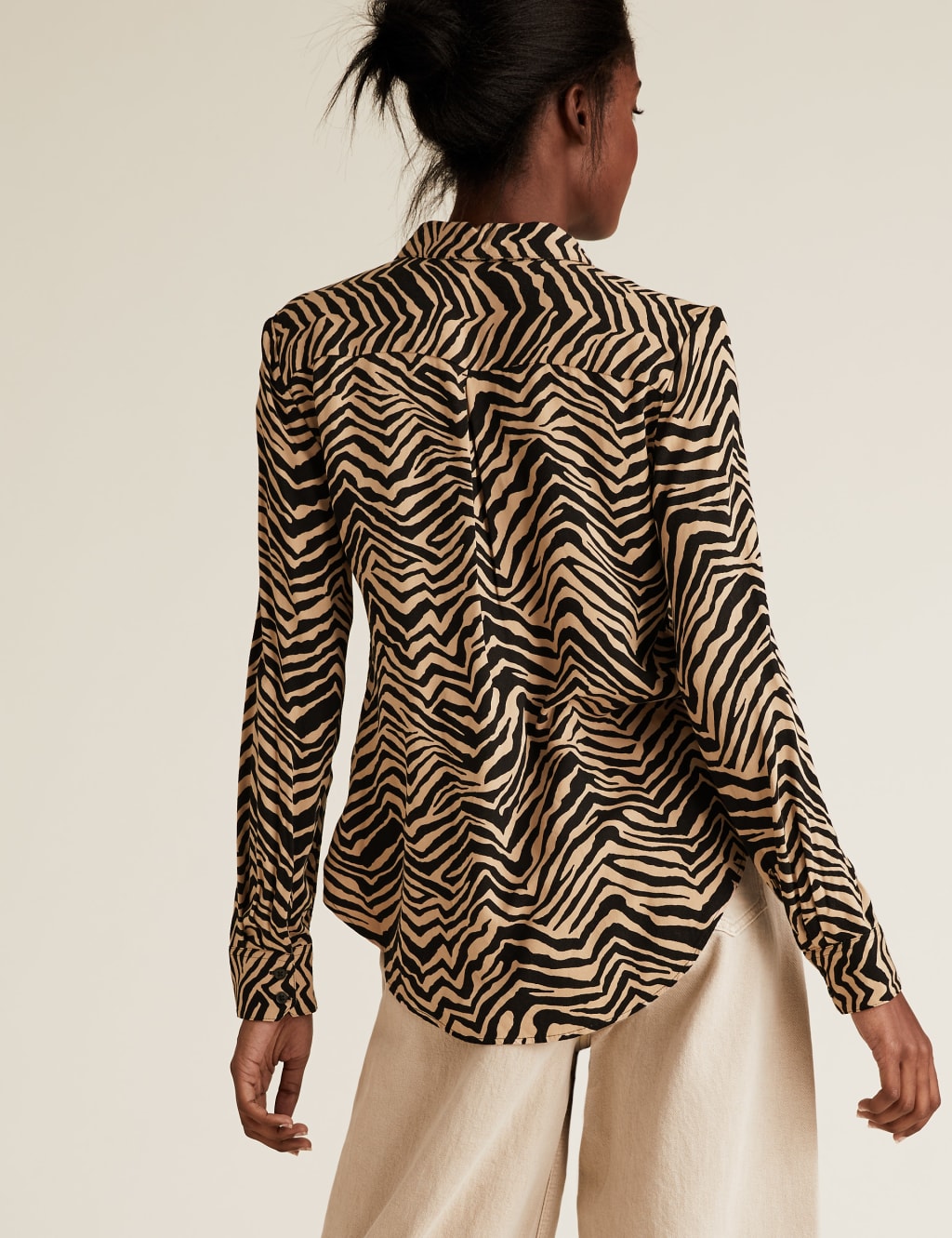 Zebra Print Longline Long Sleeve Shirt 4 of 4