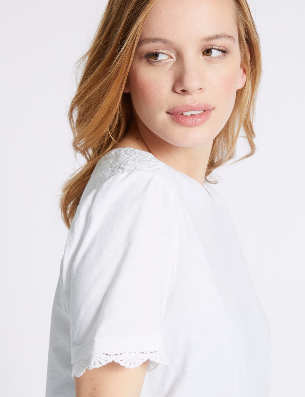 PETITE Pure Cotton Lace Short Sleeve T-Shirt 5 of 5