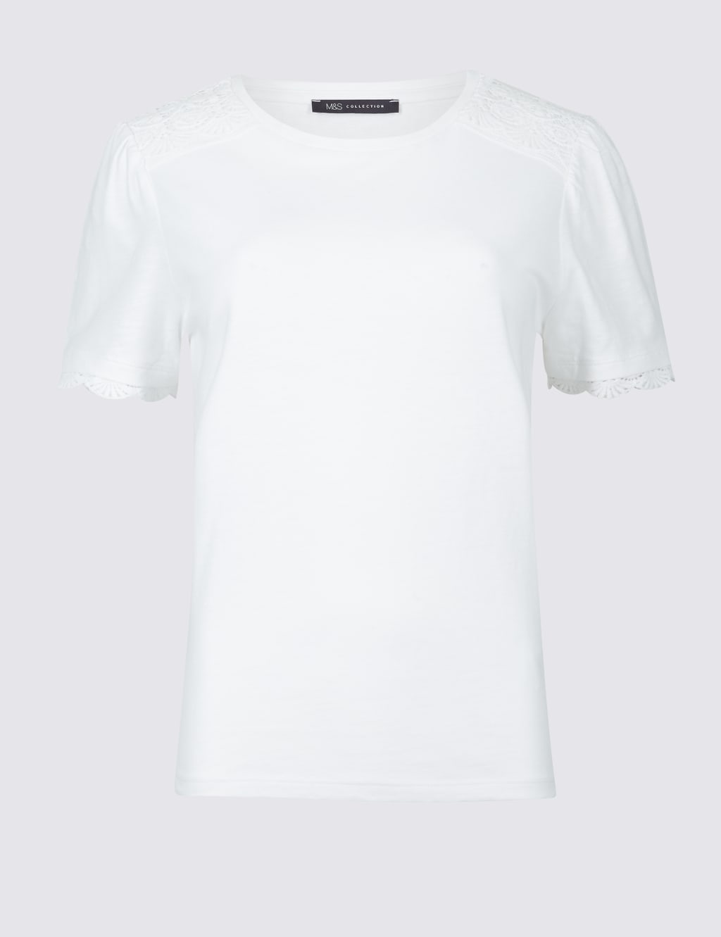 PETITE Pure Cotton Lace Short Sleeve T-Shirt 2 of 5