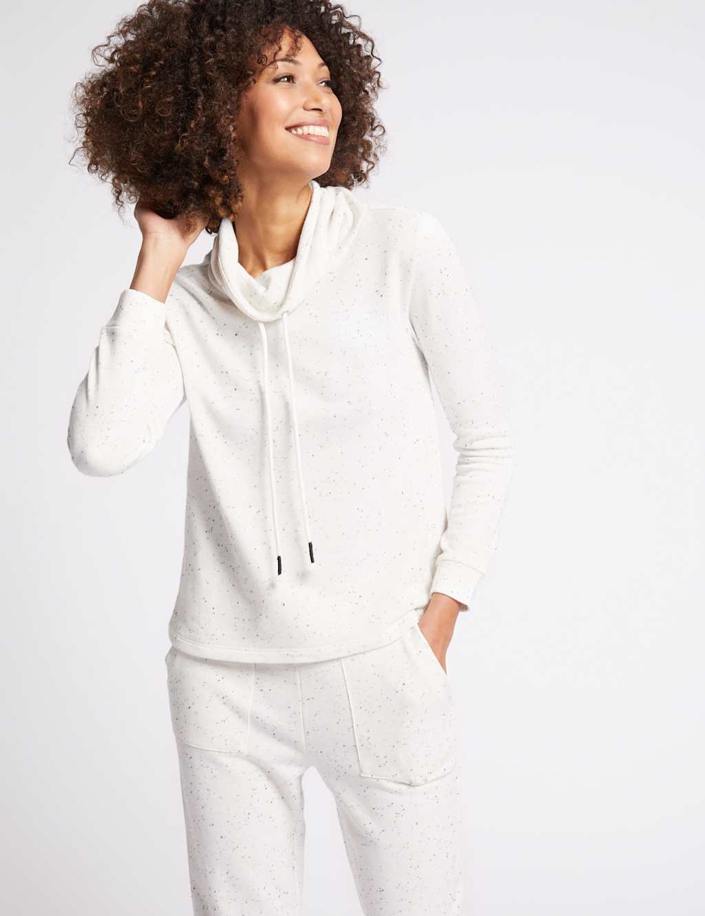 Cotton Blend Lace up Turtle Neck Sweatshirt 3 of 5