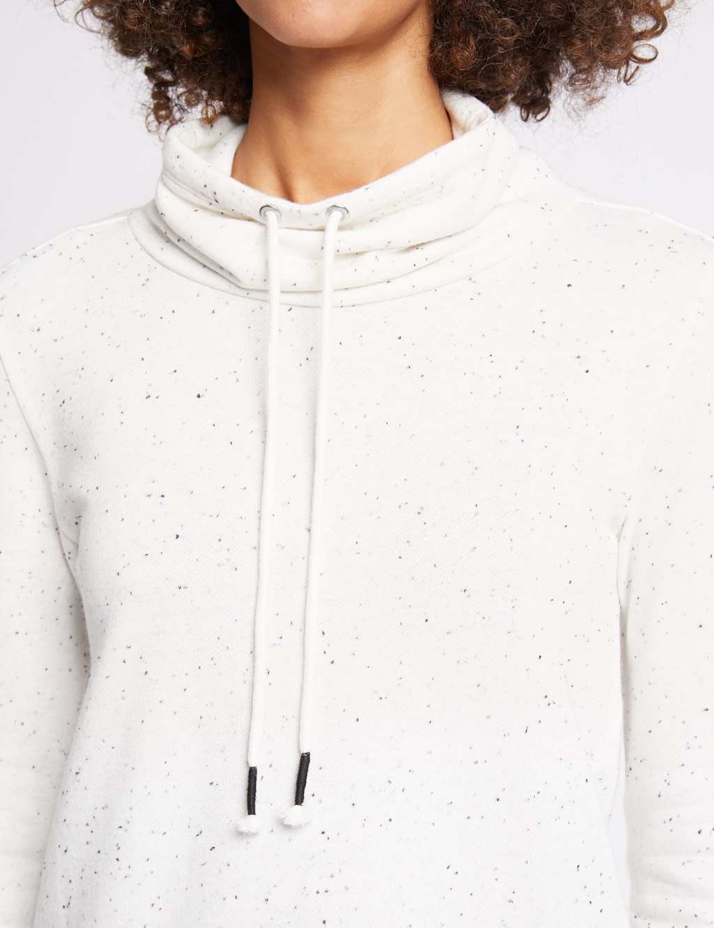 Cotton Blend Lace up Turtle Neck Sweatshirt 5 of 5
