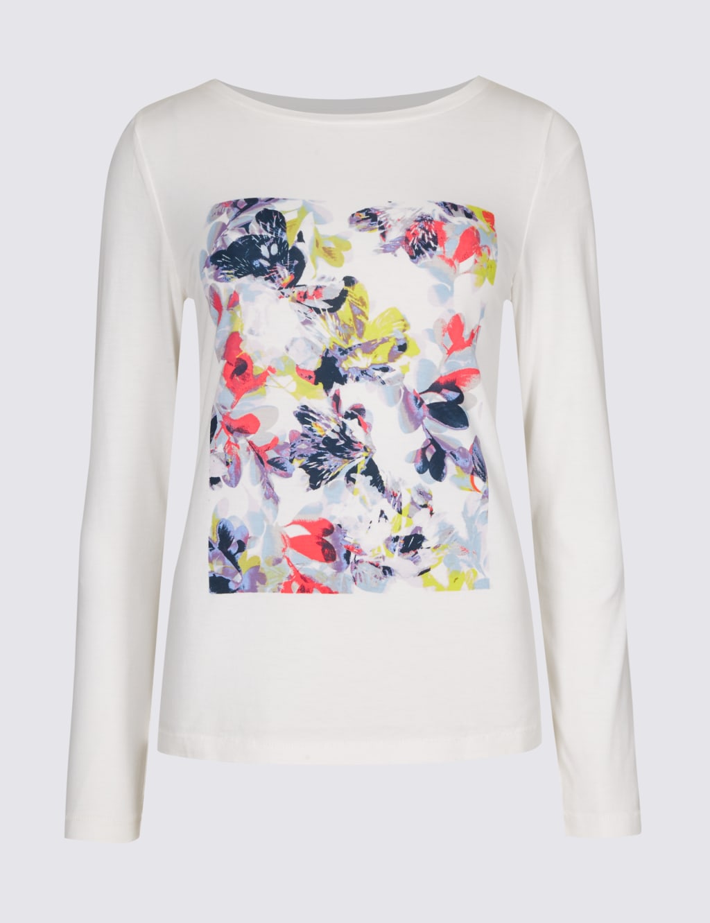 Pure Cotton Floral Print Long Sleeve T-Shirt 2 of 5