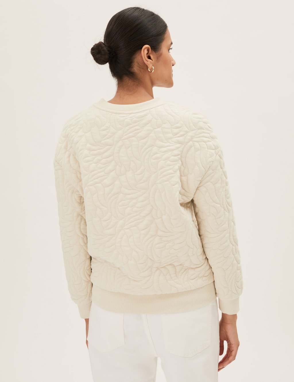 Quilted Long Sleeve Sweatshirt with Cotton M S Collection M S