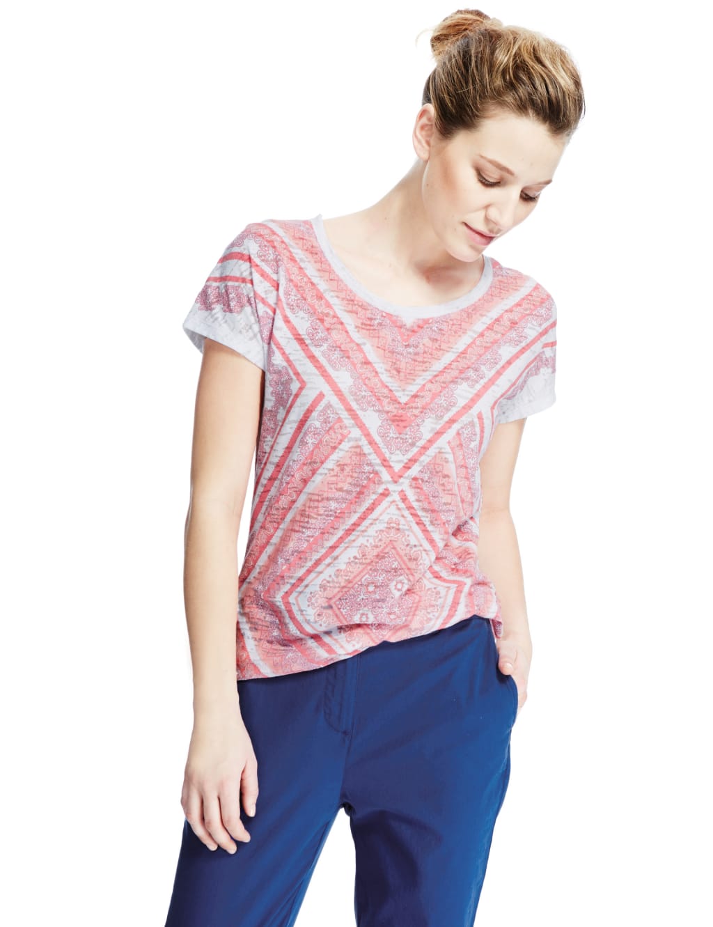 Burnout Print Diamond Placement T-Shirt 1 of 4