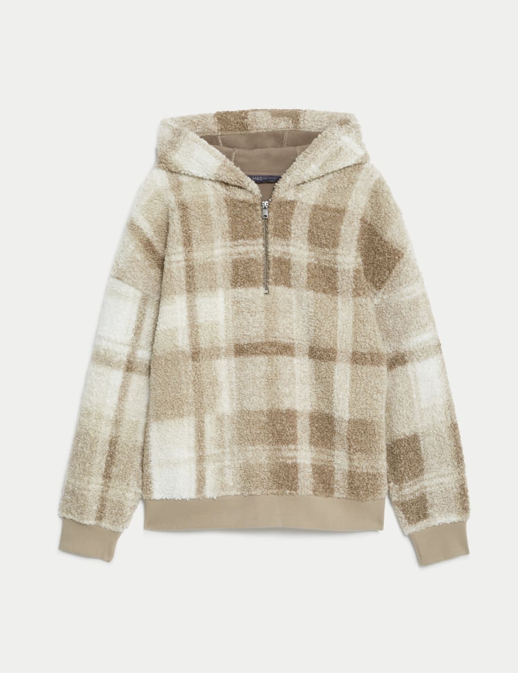 Borg Checked Half Zip Hoodie 2 of 6