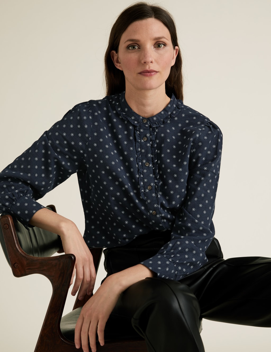 Brushed Cotton Rich Frill Detail Shirt 3 of 4