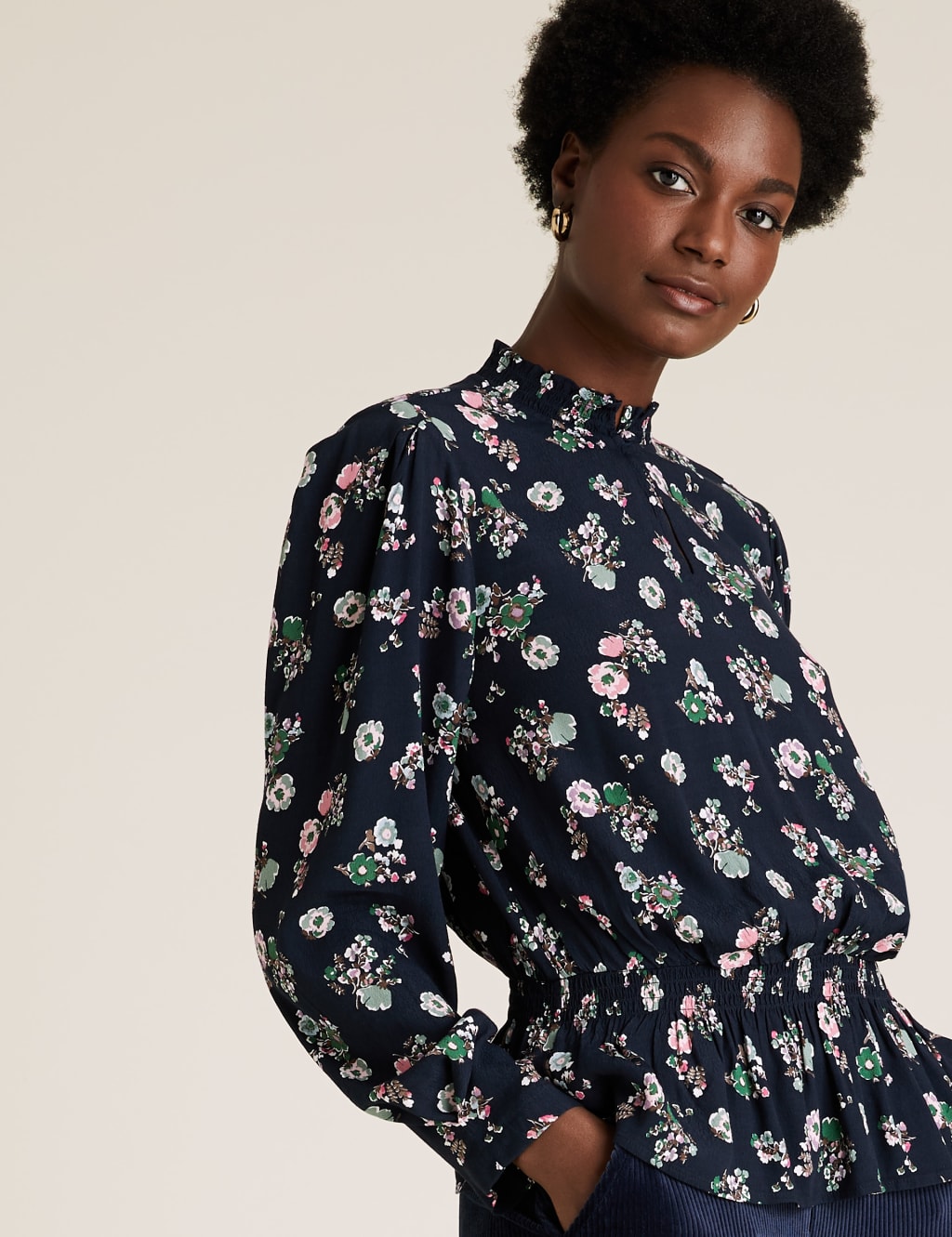 High neck peplum top top