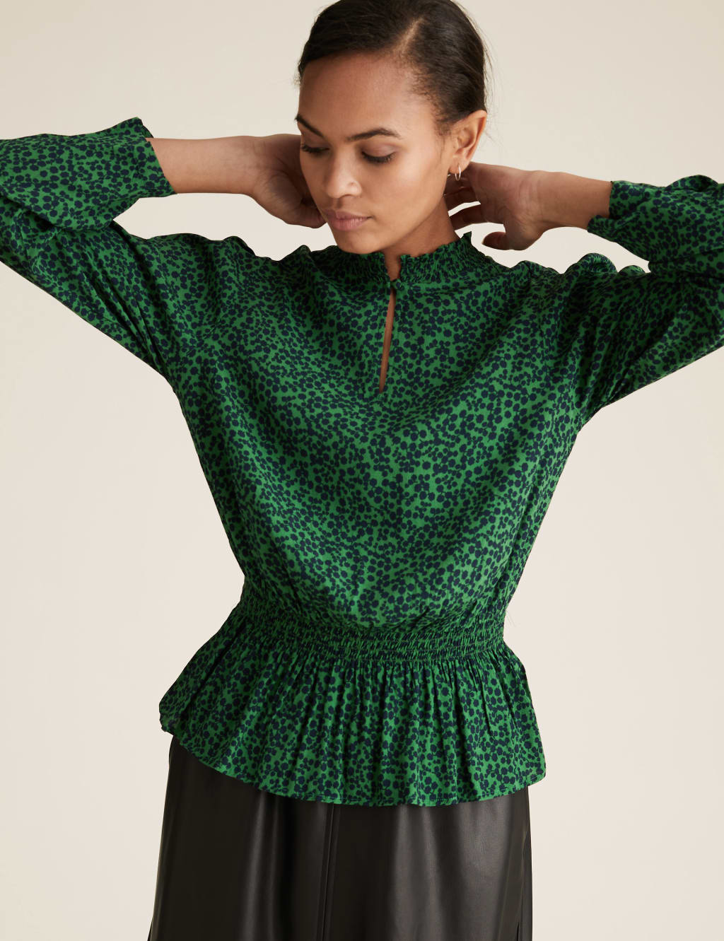 High neck peplum top online