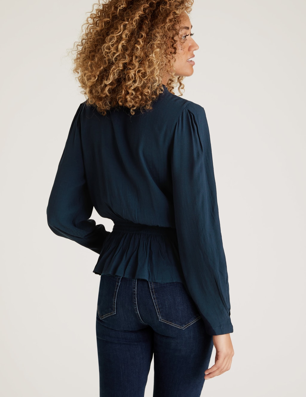 Textured High Neck Peplum Top 3 of 4