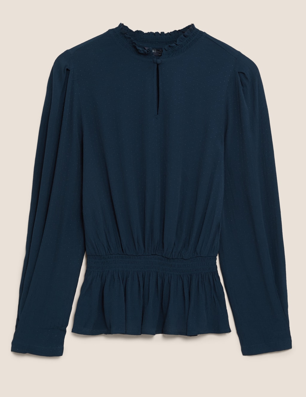 Textured High Neck Peplum Top 2 of 4