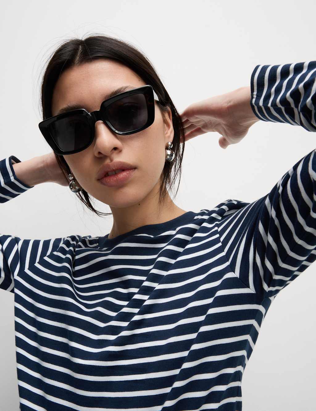 Pure Cotton Striped Crew Neck T Shirt
