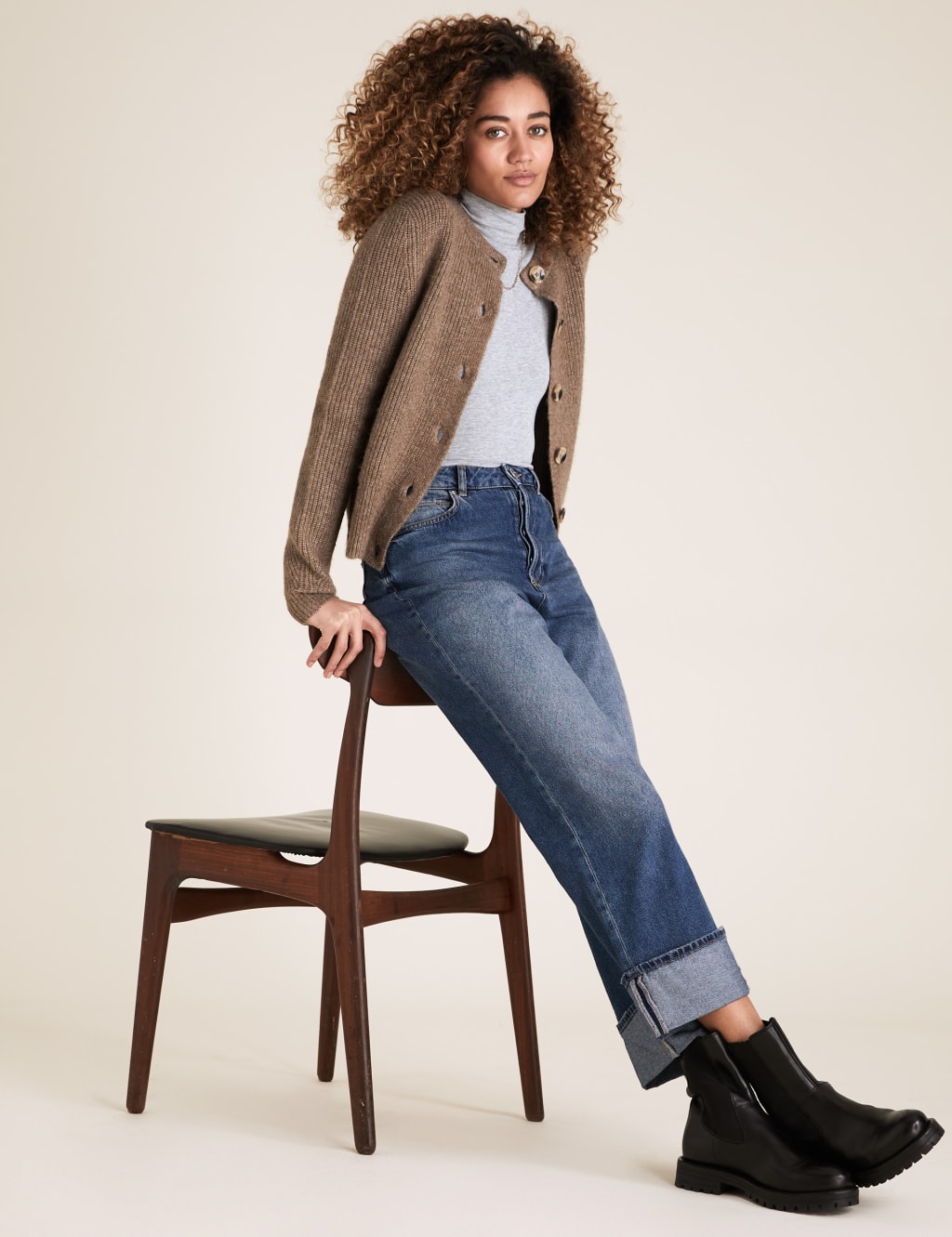 Cotton Funnel Neck Fitted Bodysuit 1 of 5