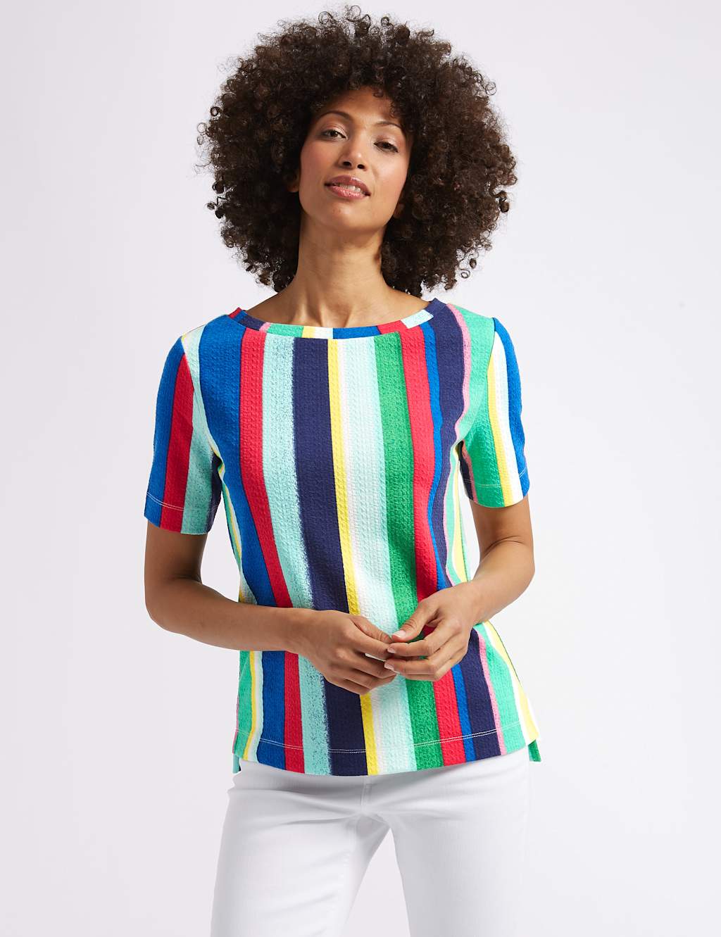 Striped Round Neck Short Sleeve Top 1 of 4