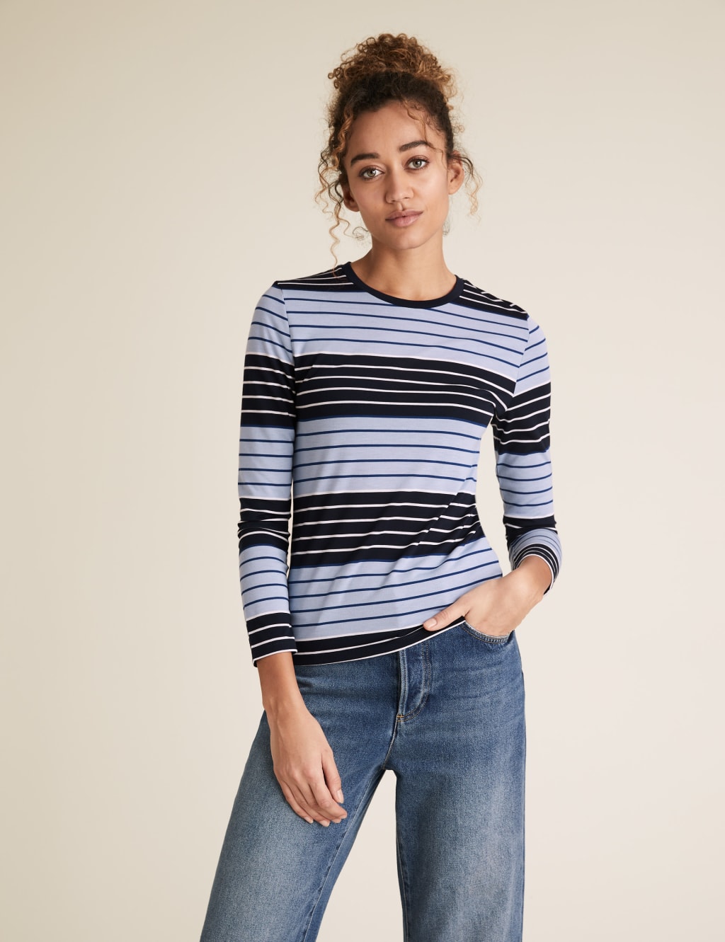 Striped Crew Neck Regular Fit Top 1 of 5