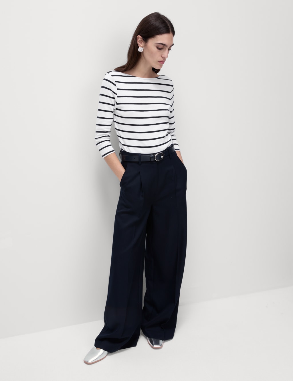Pure Cotton Striped Slash Neck Slim Fit Top 3 of 4