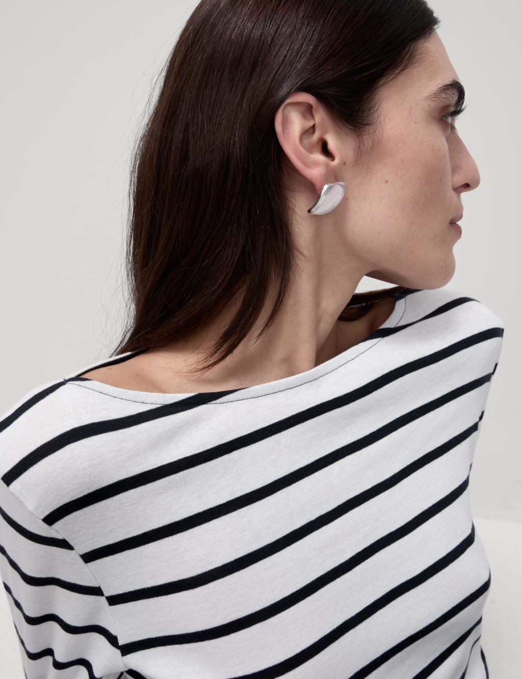 Pure Cotton Striped Slash Neck Slim Fit Top 4 of 4