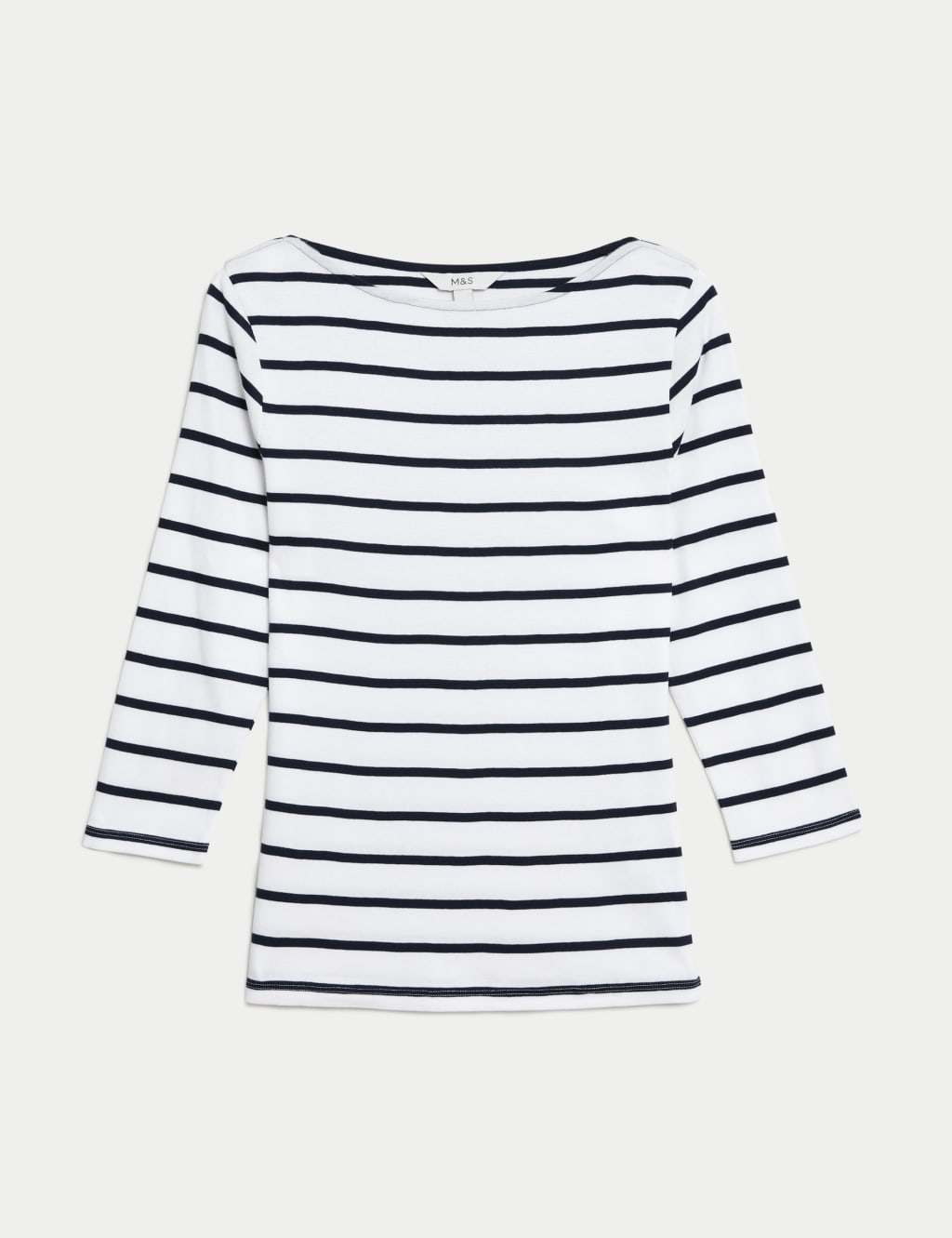 Pure Cotton Striped Slash Neck Slim Fit Top 2 of 4