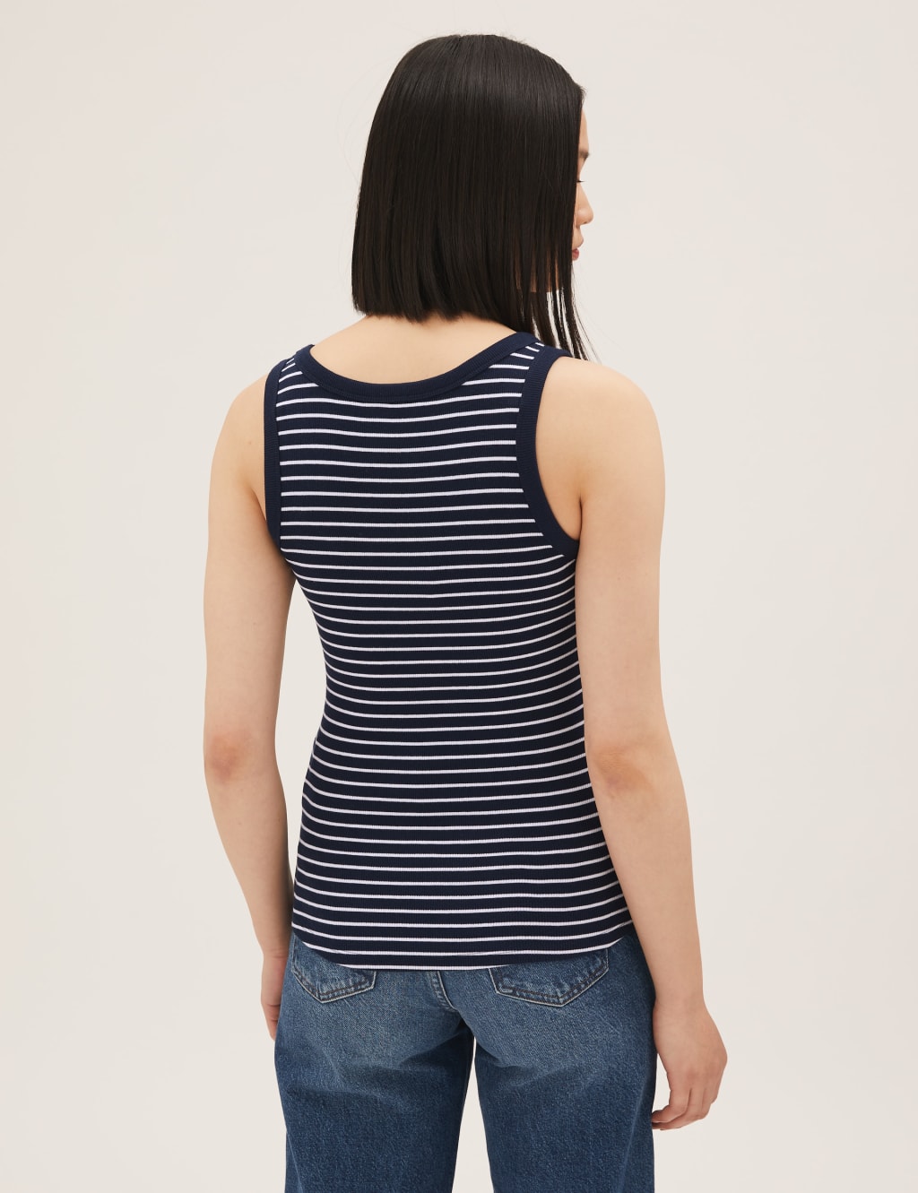 Cotton Rich Striped Crew Neck Vest Top 4 of 4