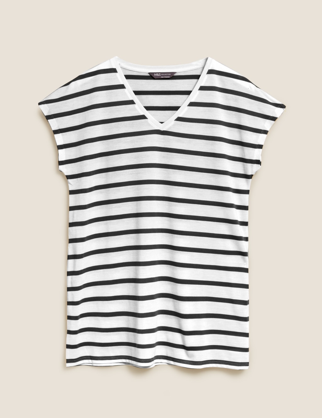 Striped V-Neck Relaxed Longline T-Shirt 2 of 5