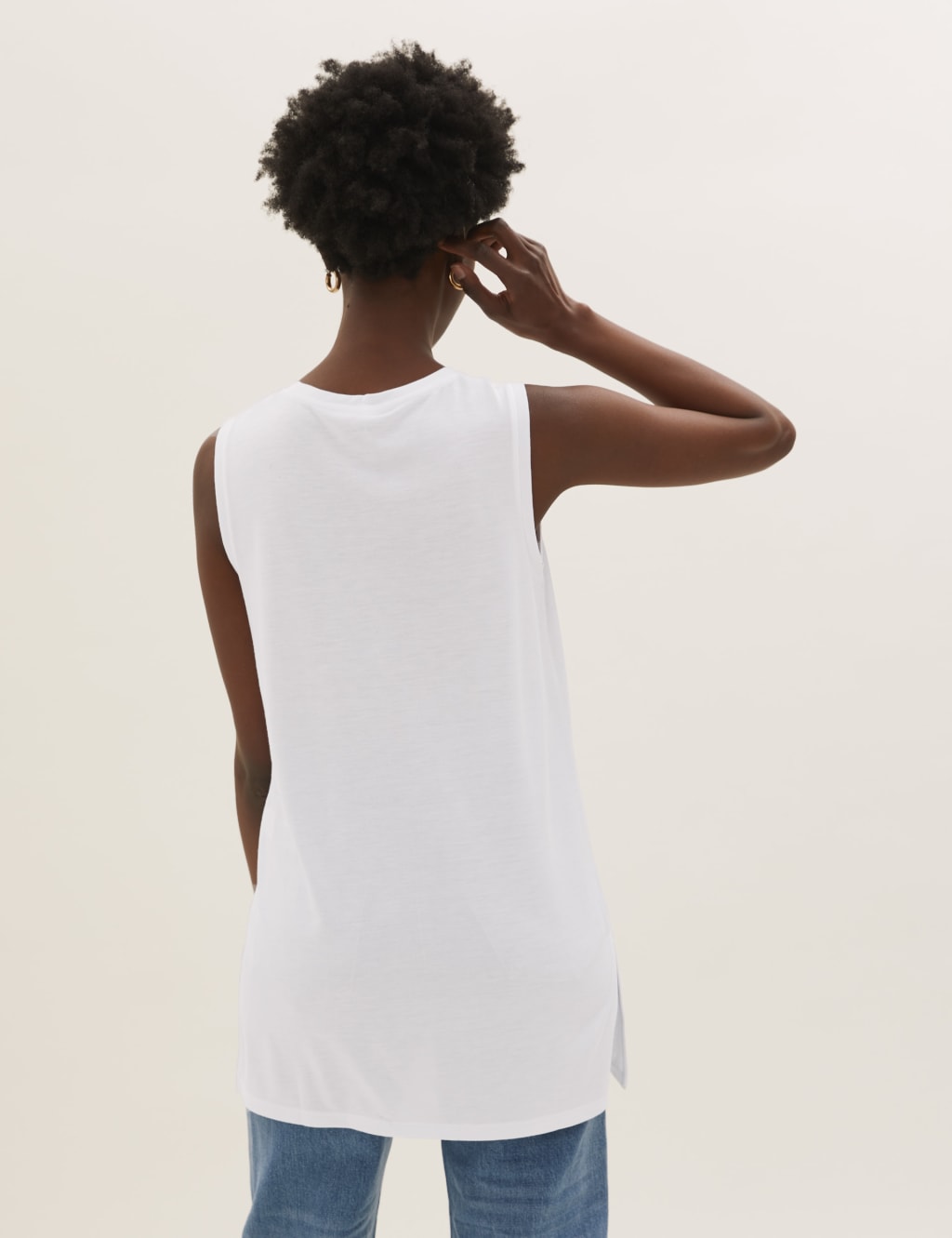 Crew Neck Relaxed Longline Vest Top 4 of 5