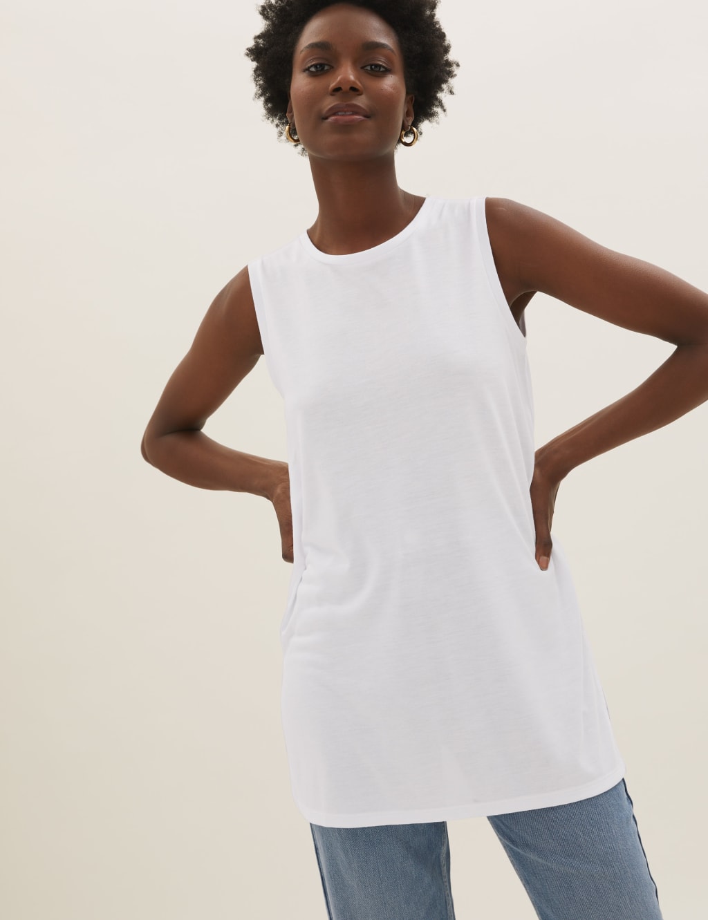 Crew Neck Relaxed Longline Vest Top 5 of 5