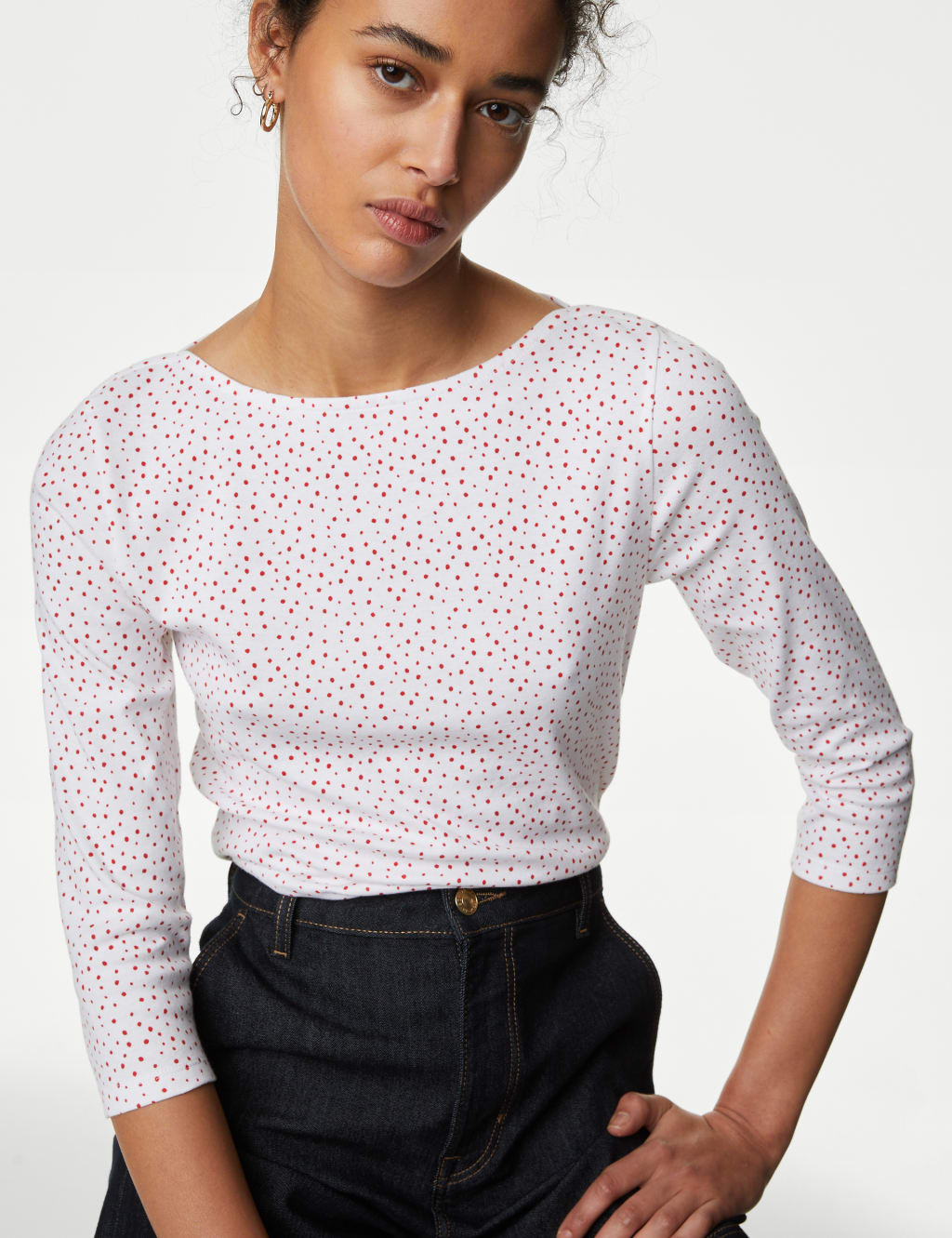 Pure Cotton Printed Slim Fit Slash Neck Top 3 of 5