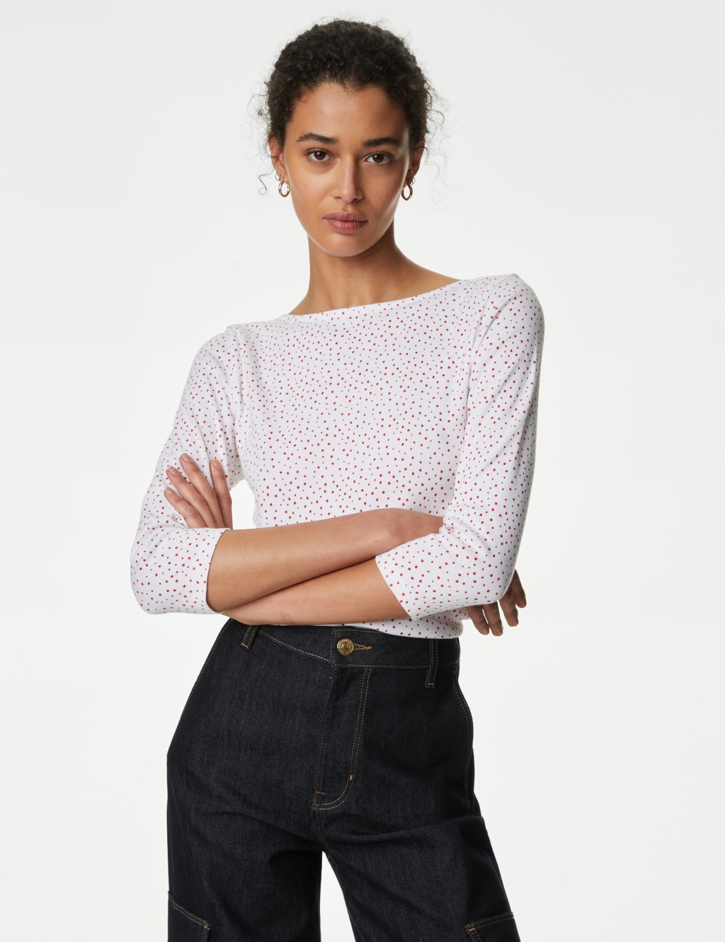 Pure Cotton Printed Slim Fit Slash Neck Top 4 of 5