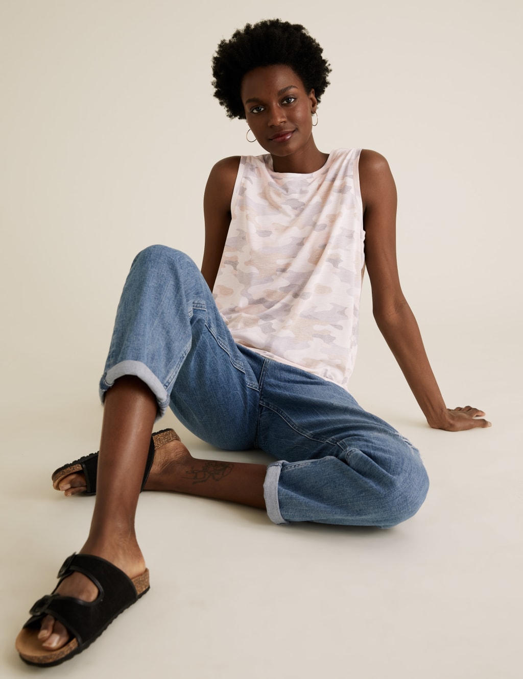 Camouflage Crew Neck Relaxed Tank Top 1 of 5