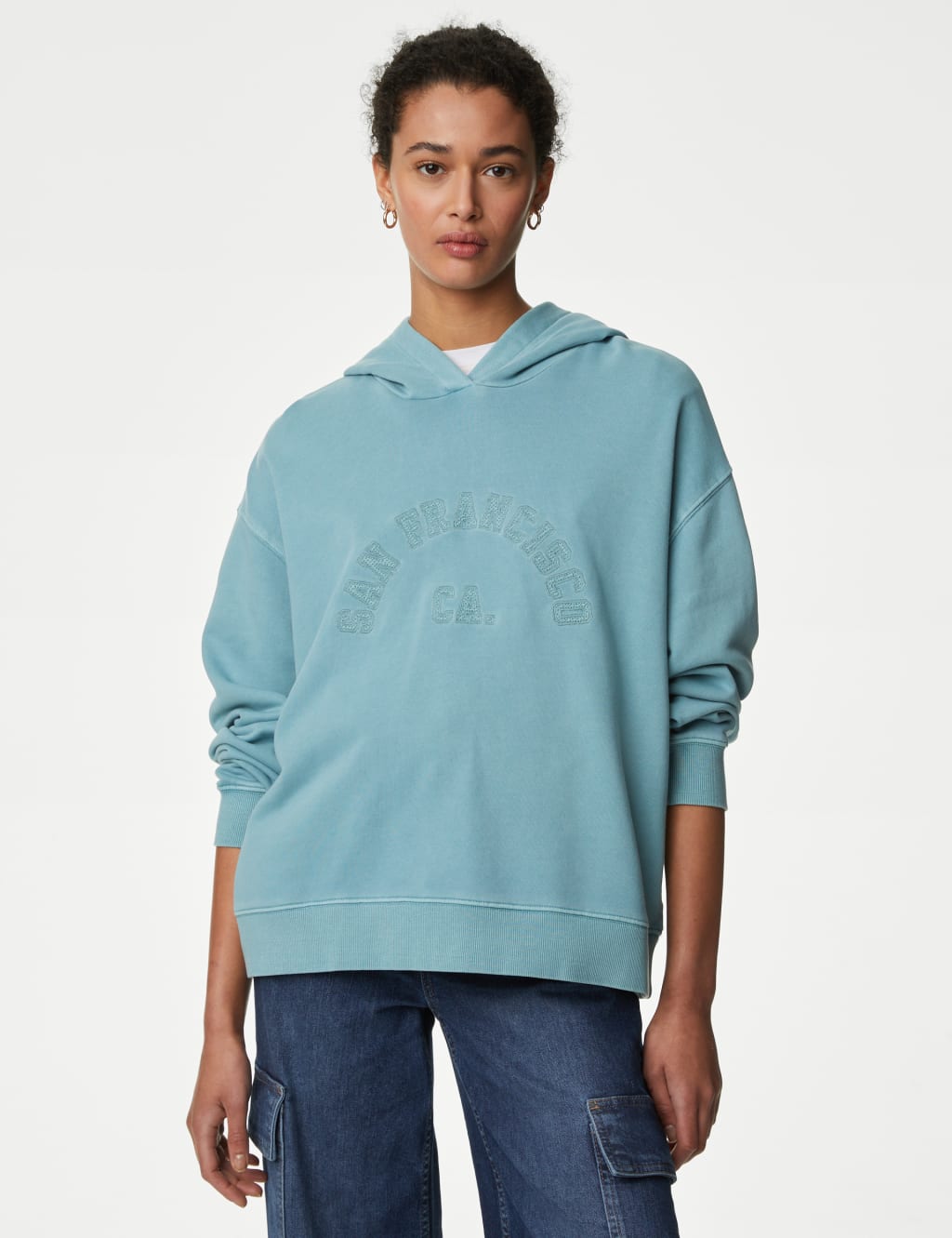 Pure Cotton Embroidered Hoodie M S Collection M S