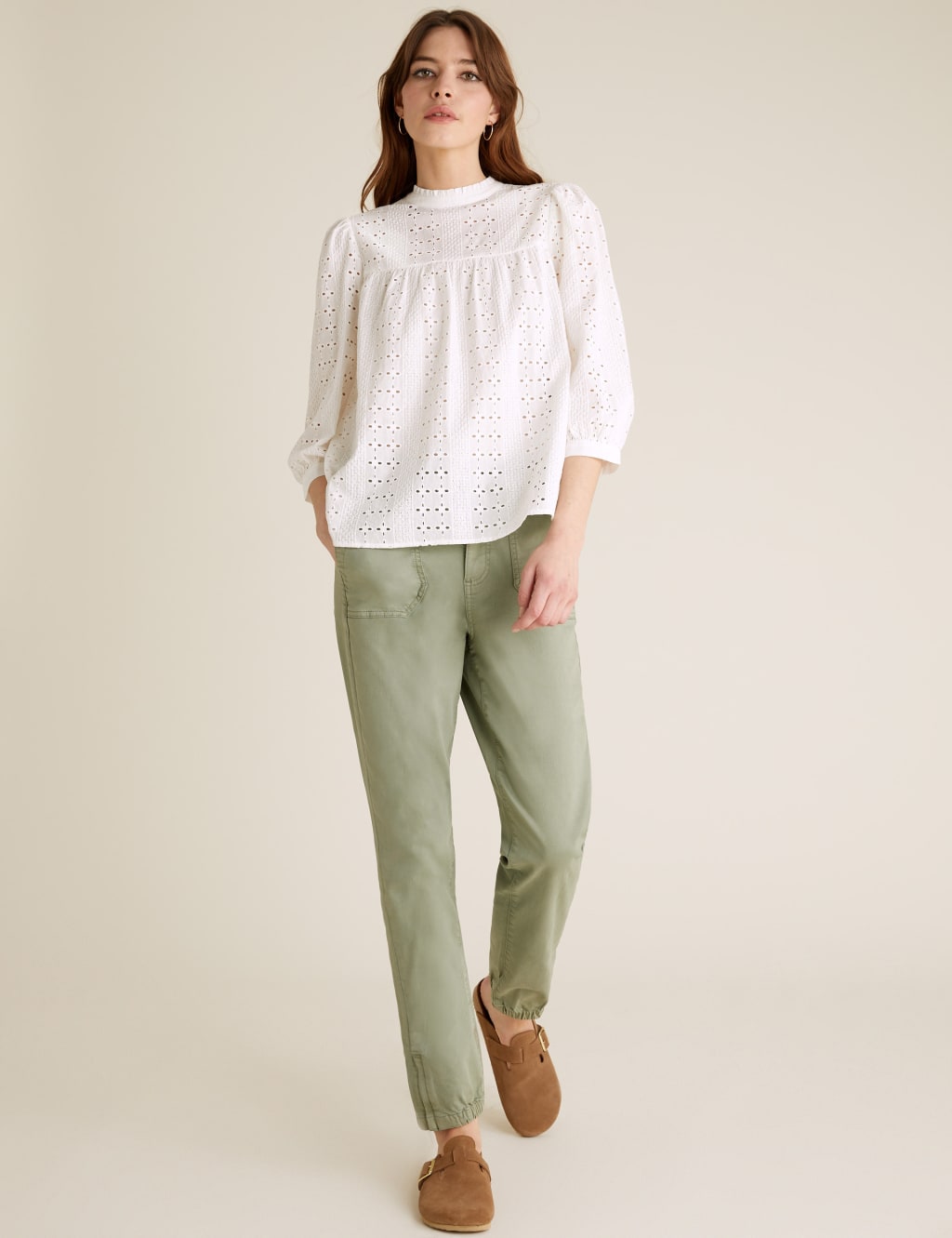 Pure Cotton Broderie Short Sleeve Blouse 3 of 6