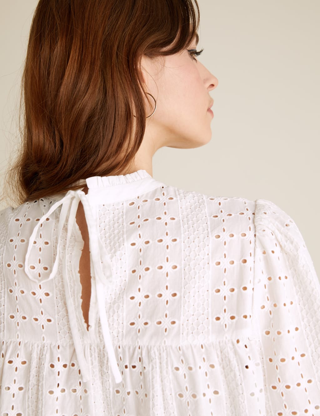 Pure Cotton Broderie Short Sleeve Blouse 5 of 6