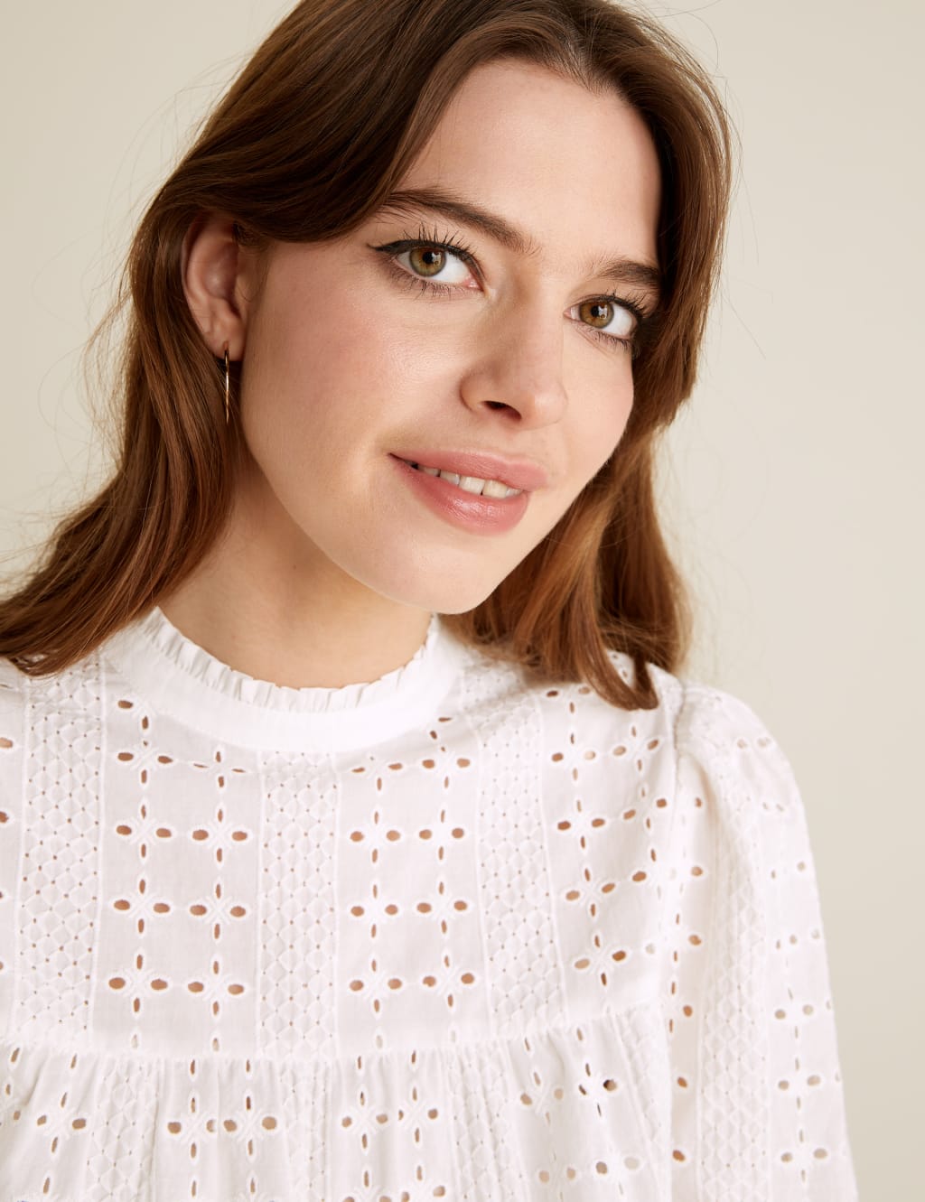 Pure Cotton Broderie Short Sleeve Blouse 6 of 6