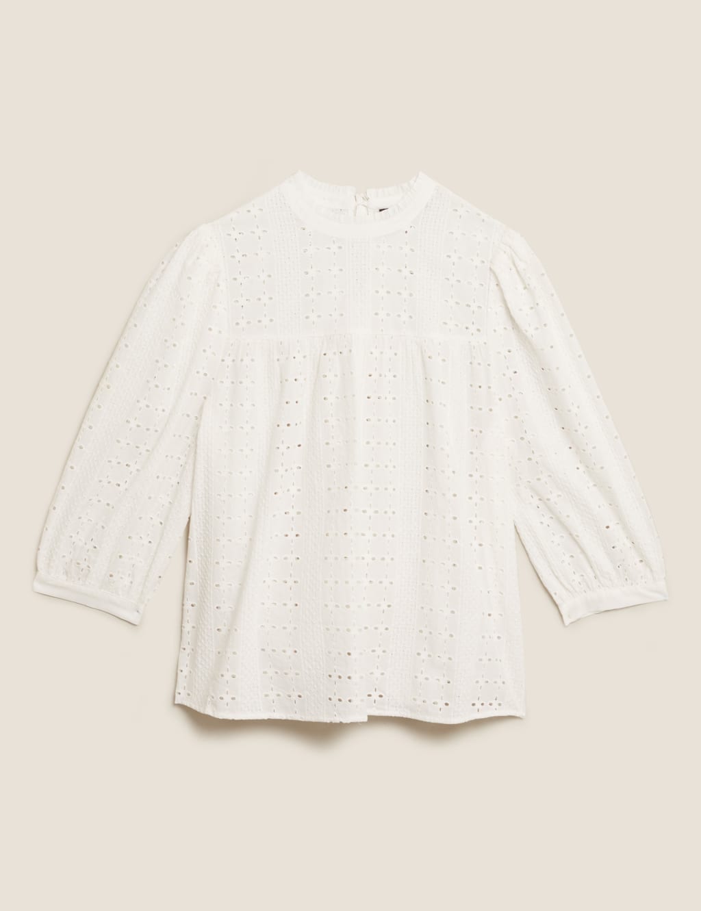 Pure Cotton Broderie Short Sleeve Blouse 2 of 6