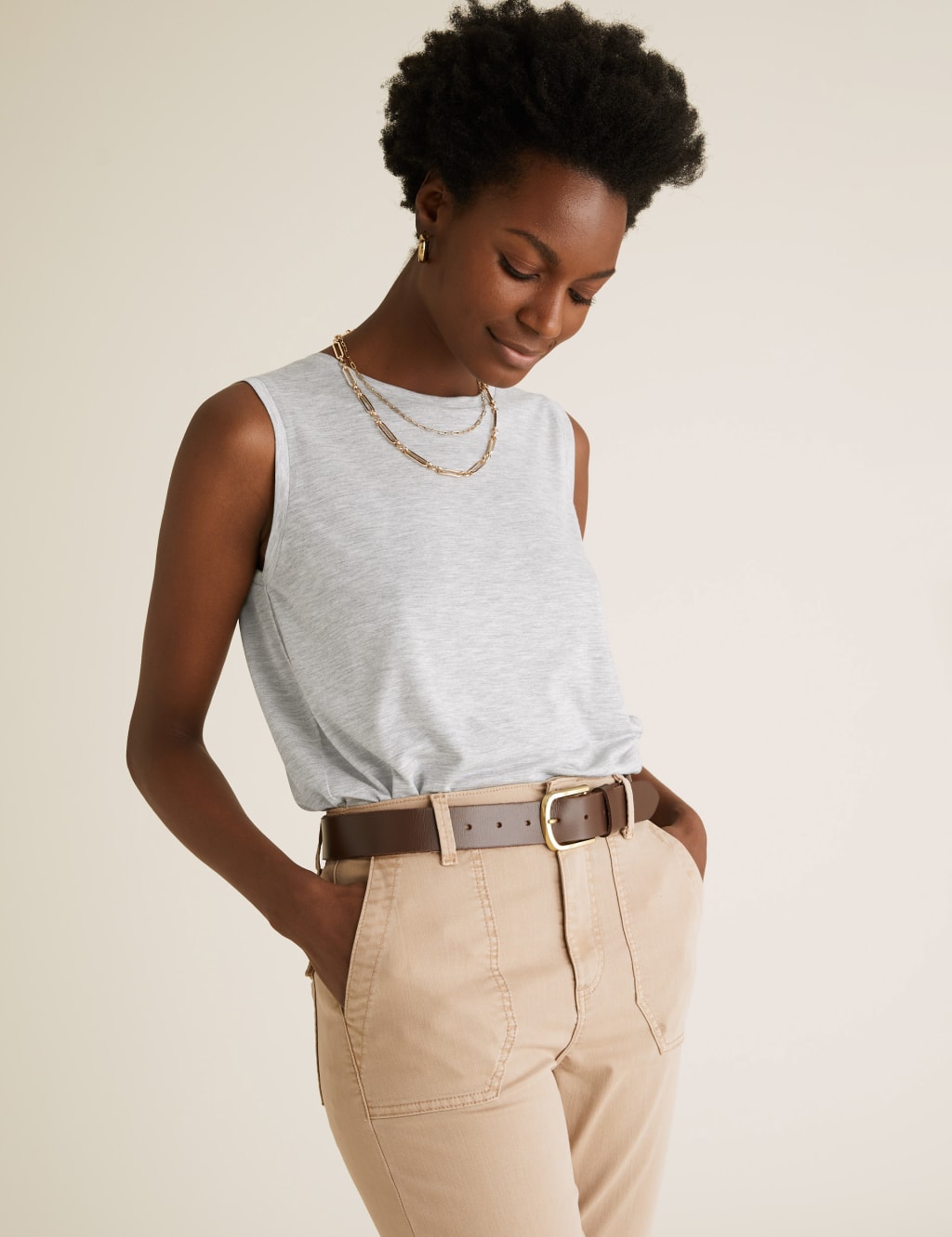 Crew Neck Relaxed Longline Vest Top 5 of 6