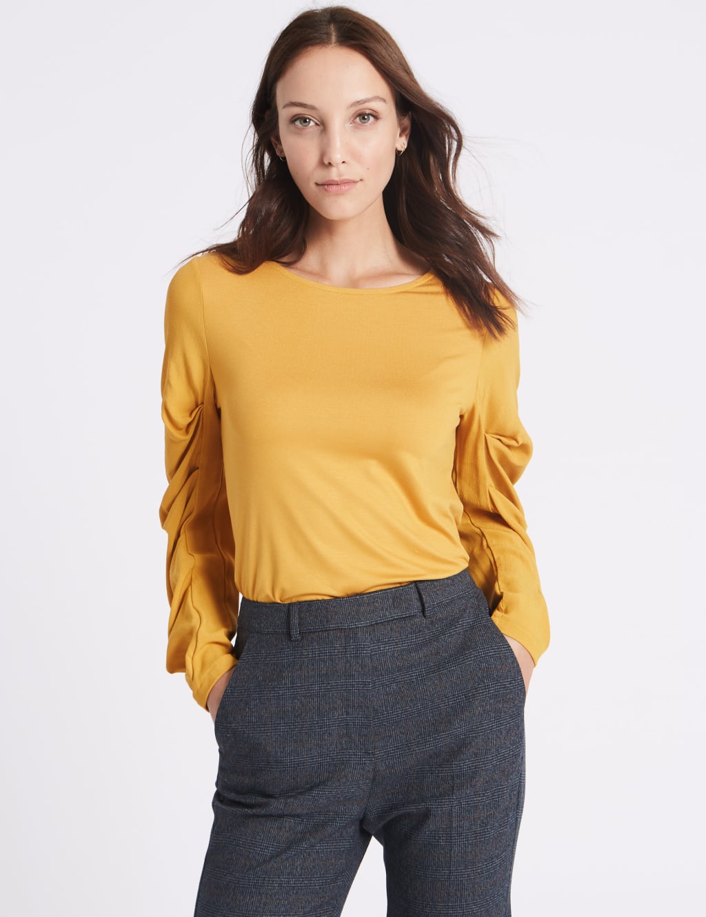 Ruched sleeve t shirt store