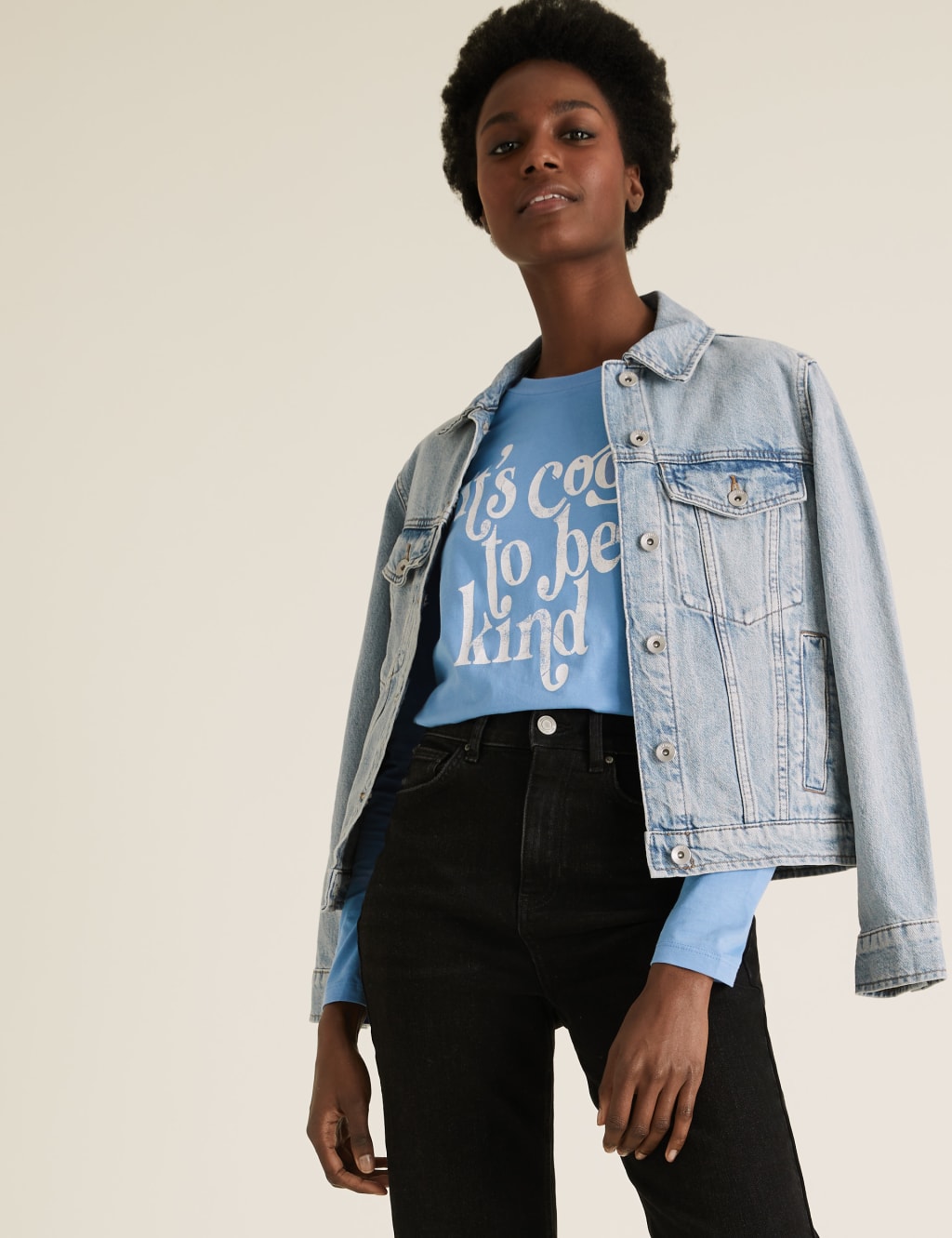 Pure Cotton Slogan Straight Fit Top 1 of 4