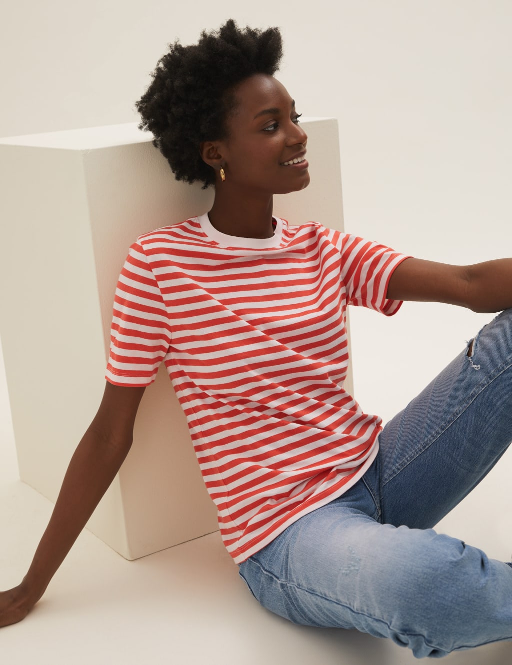 Pure Cotton Striped Straight Fit T-Shirt 1 of 5