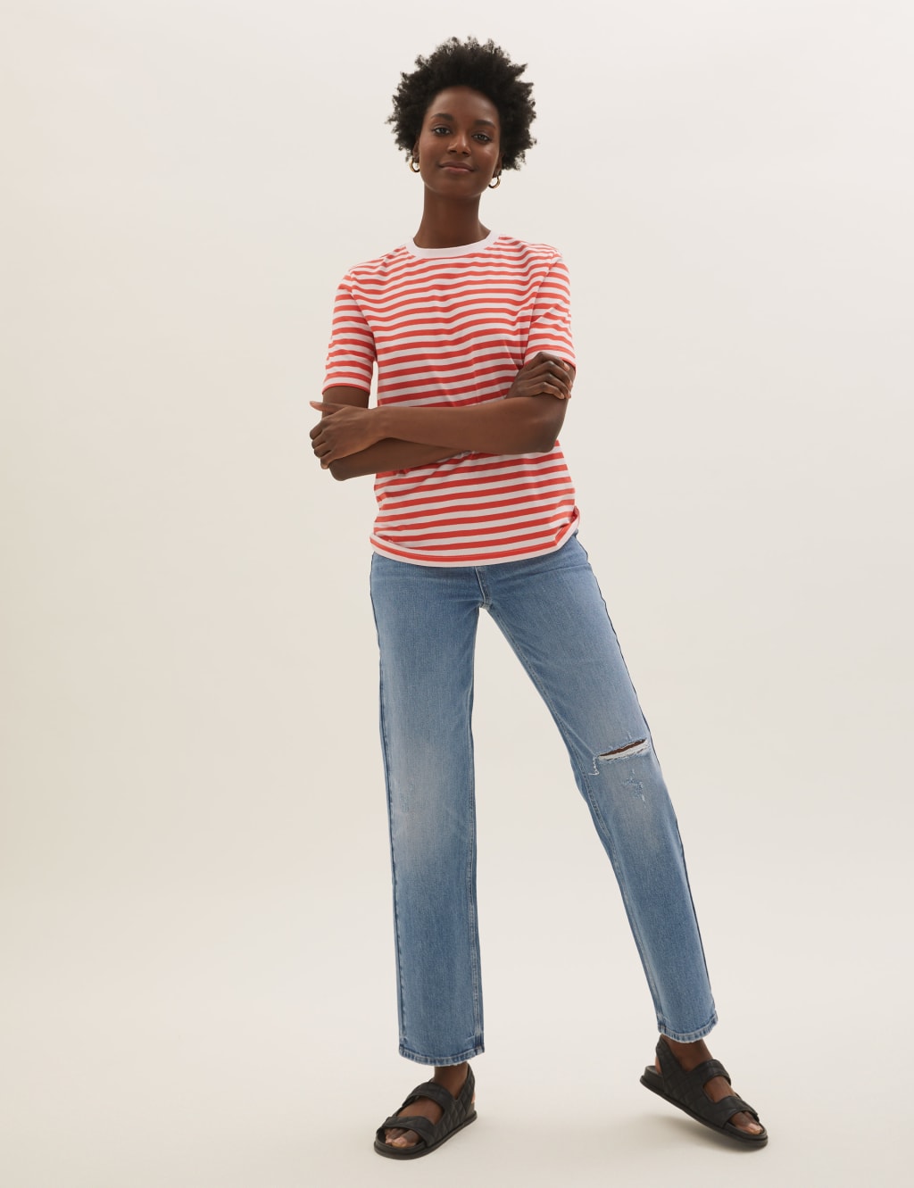 Pure Cotton Striped Straight Fit T-Shirt 3 of 5