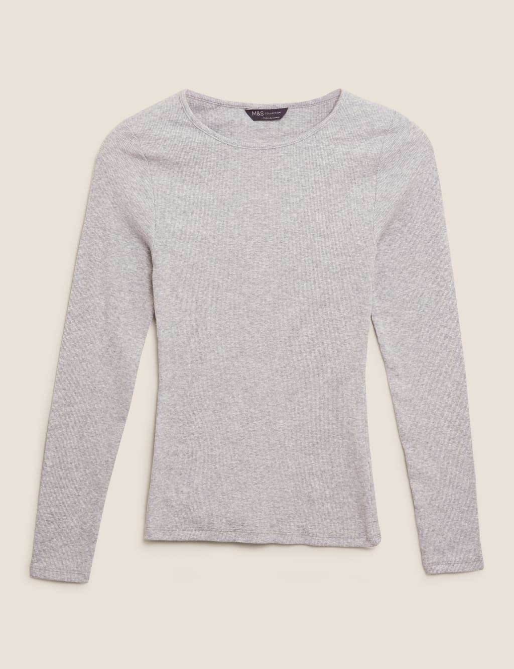 Cotton Ribbed Fitted Long Sleeve Top 1 of 4