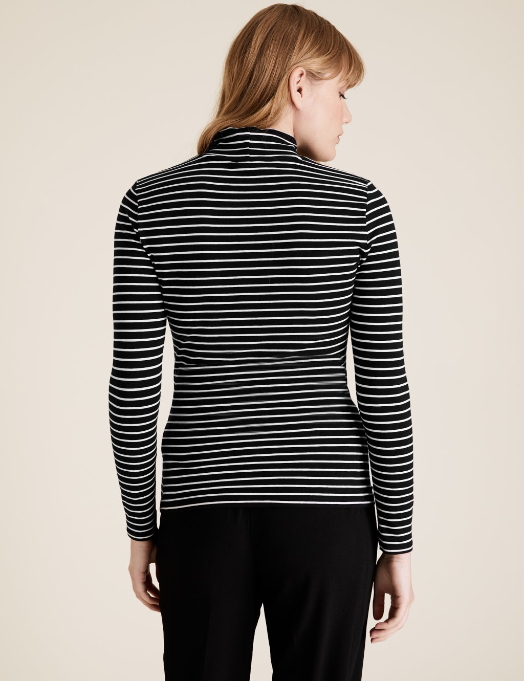 Cotton Striped Funnel Neck Fitted Top 4 of 5