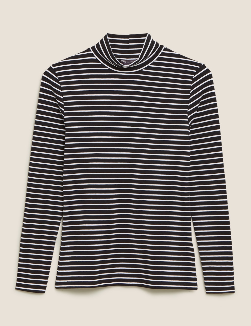Cotton Striped Funnel Neck Fitted Top 2 of 5