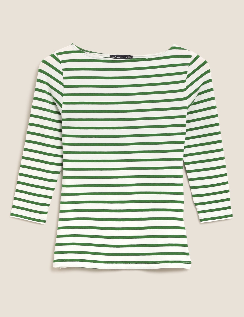 Cotton Striped Fitted 3/4 Sleeve Top 2 of 5